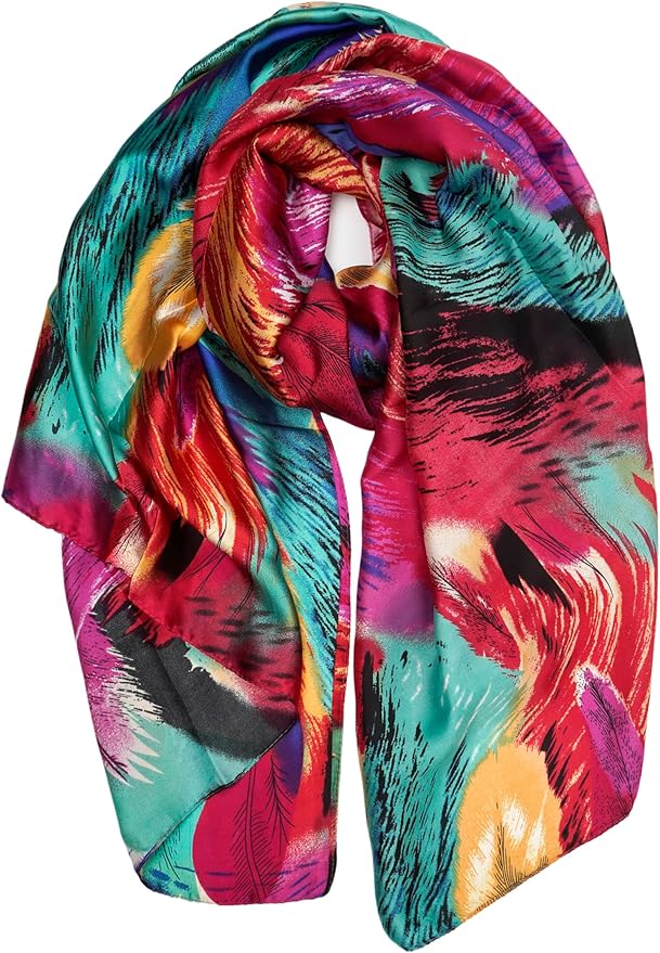 YOUR SMILE Large Mulberry Silk Feeling Long Stain Scarf Lightweight Sunscreen Shawls Wraps for Women