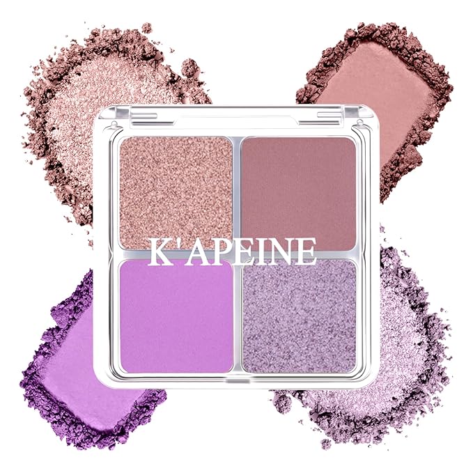 4 Colors Smoky Purple Eyeshadow Makeup Palette Makeup, Blendable Long-lasting Matte Shimmer Eyeshadow Palette Eye Makeup Kit for Women Girls, paleta de sombras de ojos #4