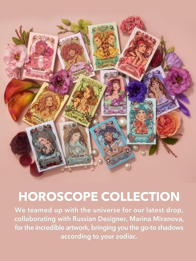 SHEGLAM Glitter Metallic Eyeshadow Palette 8-Color High Pigment Pink Dark Purple Long Wearing Horoscope Collection Eye Shadow Palette - Caring Cancer