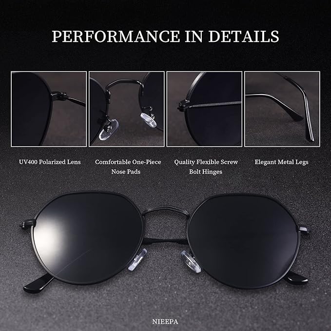 Polarized Polygon Round Sunglasses Classic Half Hexagon Circle Vintage Sun Glasses For Women Men Retro Shades NP1008