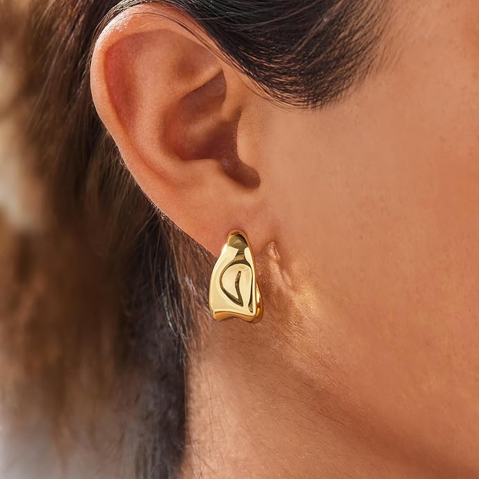 Gold Plated Statement Chunky Dangle Stud Earrings for Women, Gold Plated Hoop Knot Claw Earrings Tarnish Free Jewelry for Women Gifts
