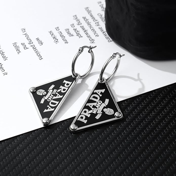 Vintage Designer Tag Earrings, Stainless Steel Letter Earrings, Gift Ideas for Women - Women's Jewelry Accessories