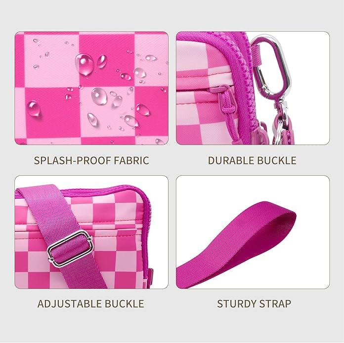 Wristlet Wallets for Women Checkered Nylon Quilted Wallet Travel Crossbody Bags with 4 Zippers Coin Card Phone Holder