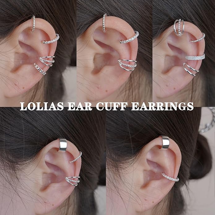 LOLIAS 𝐄𝐚𝐫 𝐂𝐮𝐟𝐟 𝐄𝐚𝐫𝐫𝐢𝐧𝐠𝐬 for Women Non Piercing Gold Plated Ear Cuffs 𝟏𝟒𝐊 𝐆𝐨𝐥𝐝 𝐏𝐥𝐚𝐭𝐞𝐝 Ear Cuff for Non Pierced Ears Clip on Cartilage Earring 𝐅𝐚𝐤𝐞 𝐄𝐚𝐫𝐫𝐢𝐧𝐠𝐬 Lightweight