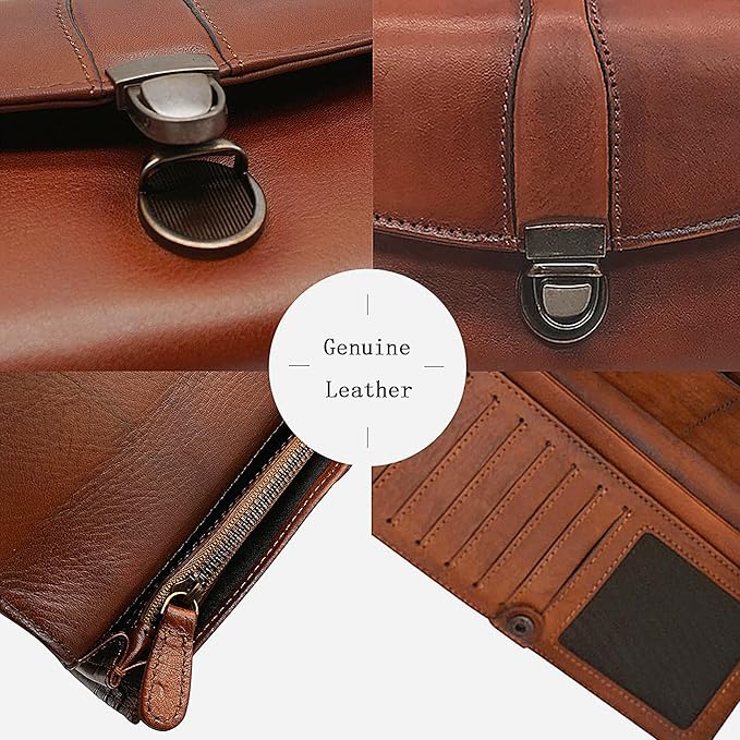 ORIREAL Women's Wallet Genuine Leather Wallet for Ladies Large Capacity Hand-Crafted Wallet Card Holder Purse