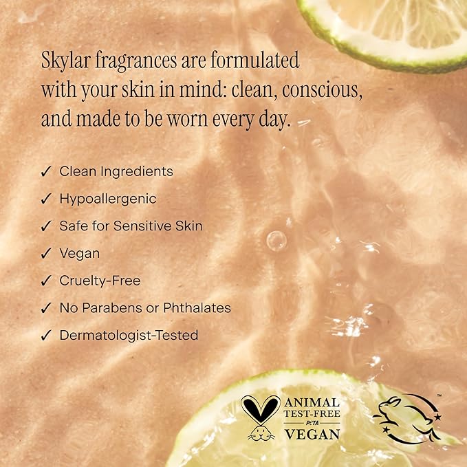Skylar Lime Sands Eau de Parfum - Hypoallergenic & Clean Perfume for Women & Men, Vegan & Safe for Sensitive Skin - Woody Citrus Perfume with Notes of Lime, Sea Salt & Coconut Water - 50mL /1.7 Fl oz