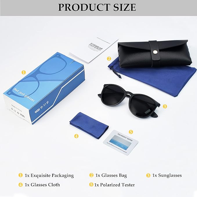 Vintage Round Polarized Sunglasses for Women Men Classic Retro Trendy Designer Style Sun Glasses UV400 Protection