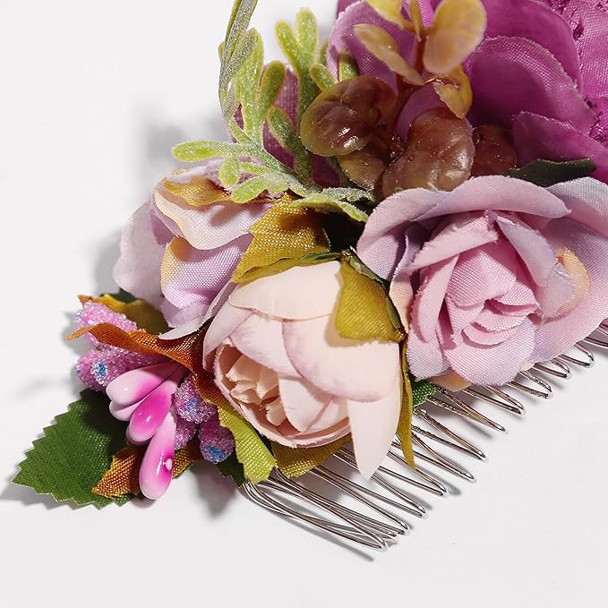 Flower Hair Clip for Women - Elegant Hair Accessory for Wedding, Party & Daily Wear (Purple)
