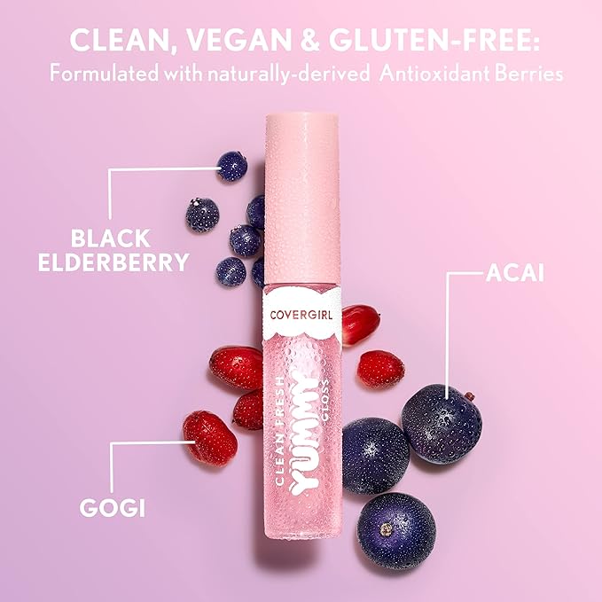 COVERGIRL Clean Fresh Yummy Lip Gloss, Sheer, Natural Scents, Vegan Formula - Coconuts About You (Pack of 2)