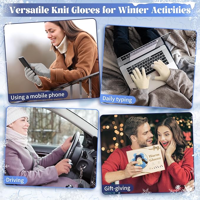 Omisy 4 Pairs Winter Gloves Women Touchscreen Cold Weather, Valentines Day Gifts for Her Wife Mom Girlfriend, Wam Mitten