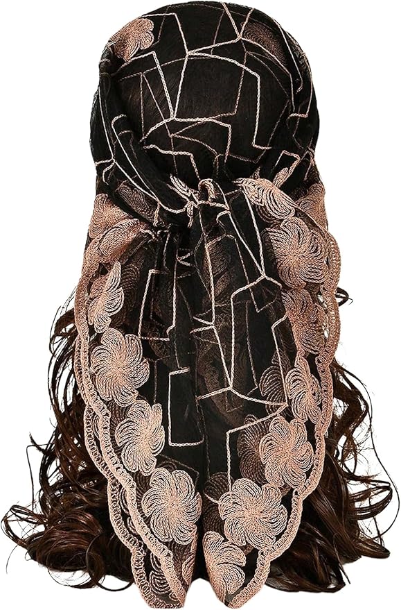 Floerns Women's Flower Embroidery Hair Scarf Headband Sheer Lace Hair Bandana