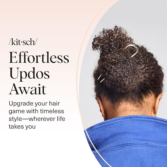 Kitsch Metal French Hair Pin for Women - Elegant Hair Accessories, Ideal for Buns & French Twist, Designed for a Secure, Comfortable Fit | Ideal Gifts for Women - Silver