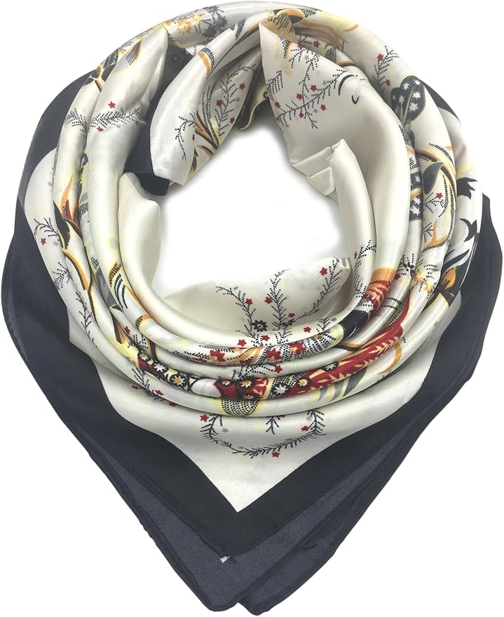 YOUR SMILE Silk Like Scarf Women's Fashion Pattern Large Square Satin Headscarf Headdress