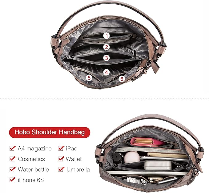 Realer Hobo Crossbody Bags for Women Designer Faux Leather Hobo Handbags Retro Large Size Shoulder Bag Bucket Purse