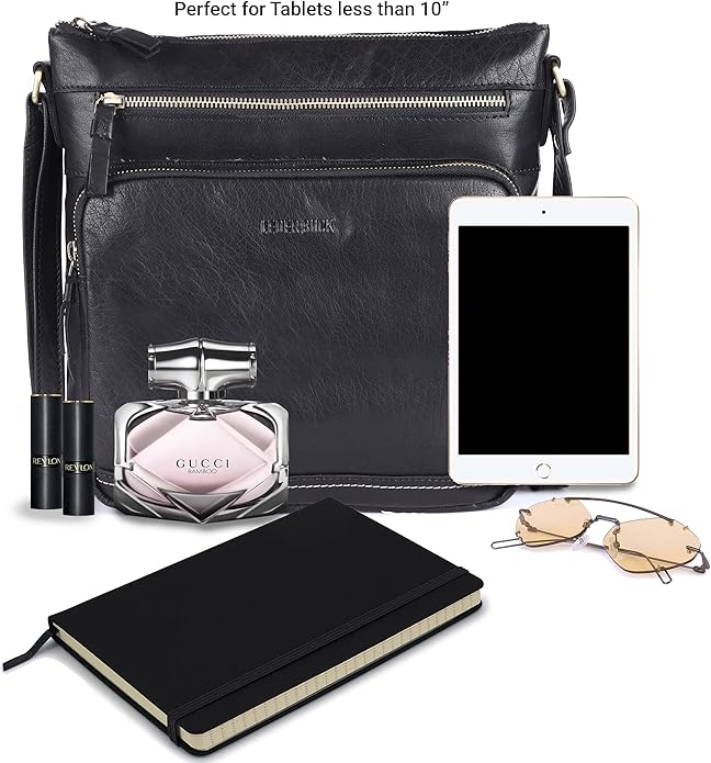 Olga Women's Extra-Large Genuine Leather Crossbody Purse – Soft Triple-Zip Shoulder Bag
