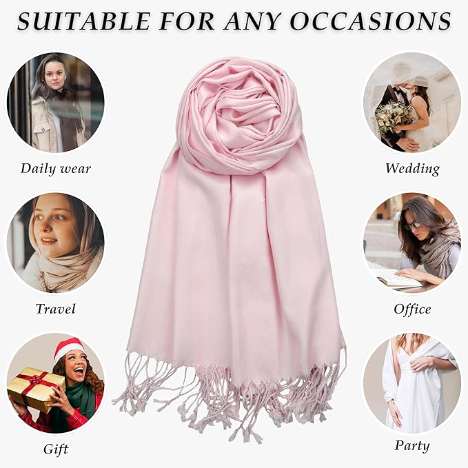 Achillea Soft Silky Pashmina Scarf for Women – Shawl Wrap for Evening Dresses, Bridesmaids, Weddings & Everyday Wear