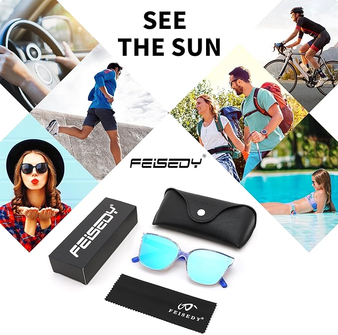 FEISEDY Oversized Polarized Sunglasses - UV400 Protection, Square Fashion Sun Glasses for Outdoor & Daily B2600