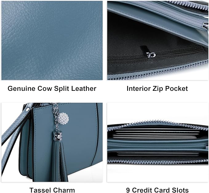 befen Genuine Leather Wristlet Clutch for Women Ultra-Slim Ladies Credit Card Holder Wallet Purses with RFID Protection
