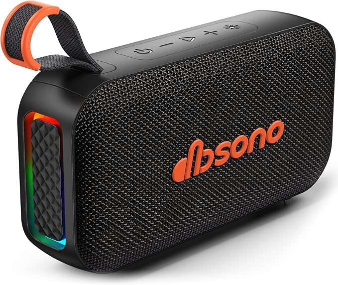 Bluetooth Speaker Stereo 20W Loud Sound: 30H Playtime, IPX5 Water Resistant, Portable Wireless Speakers, Powerful Bass, Lightshow, Birthday Gifts for Men/Adults/Teens, Beach Vacation Essentials, Black