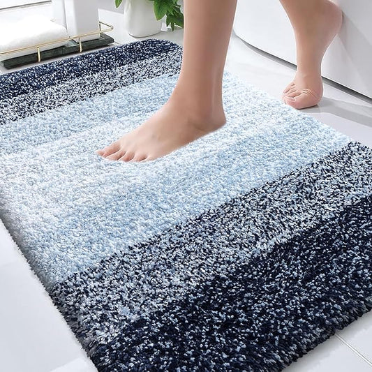 OLANLY Bathroom Rugs Mat 36x24, Extra Soft Absorbent Microfiber Bath Rugs, Rubber Backing, Quick Dry, Machine Washable Bath Mats for Bathroom Floor, Tub and Shower, Home Decor Accessories, Navy Blue