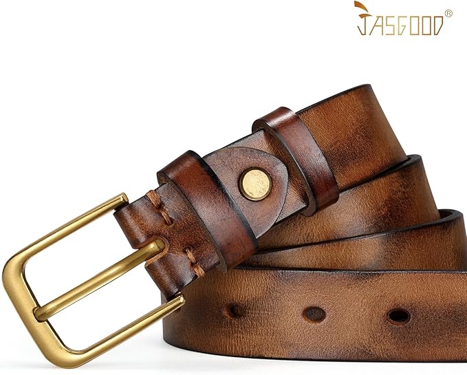 JASGOOD Women Belt Genuine leather Belt with Vintage Metal Buckle,Ladies Full Grain Leather Belt for Jeans Pants