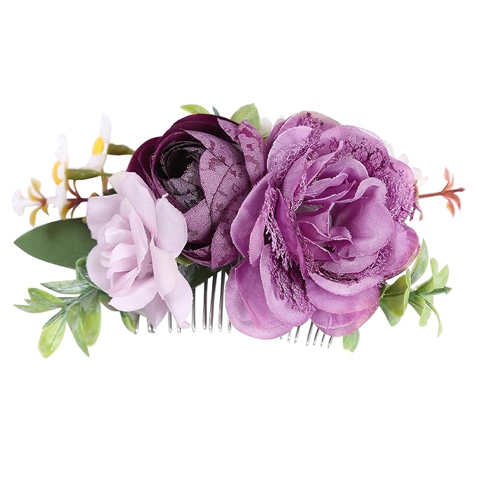 Flower Hair Clip for Women - Elegant Hair Accessory for Wedding, Party & Daily Wear (Purple 2)