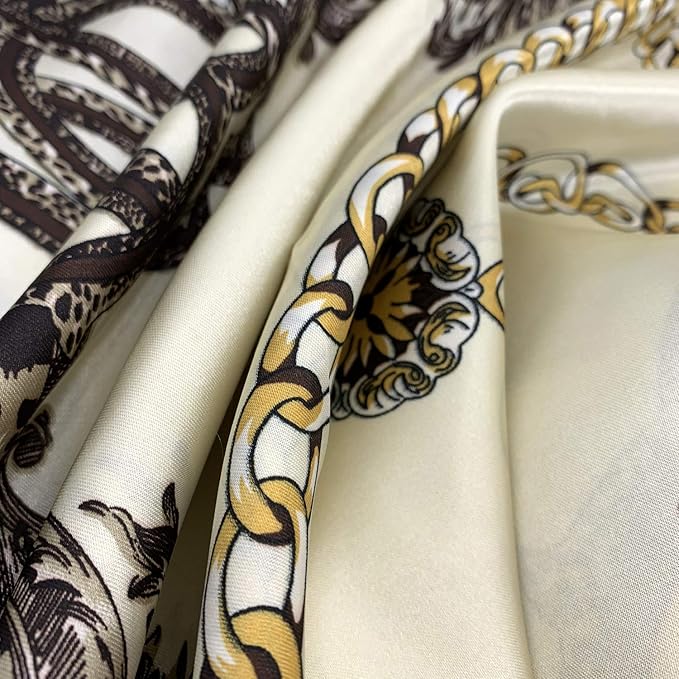 YOUR SMILE Silk Like Scarf Women's Fashion Pattern Large Square Satin Headscarf Headdress