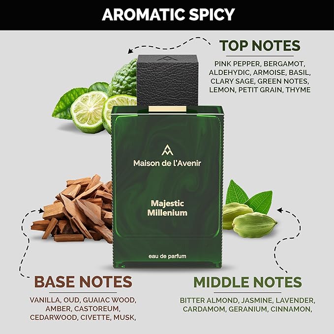Maison de l'Avenir Majestic Millennium – SUPERNOVA COLLECTION | Spicy Fragrance | Unisex Cologne & Perfume | Natural & Essential Oils | Eau de Parfum (36 Hours) | Made in UAE | 100ml / 3.4 fl. oz.