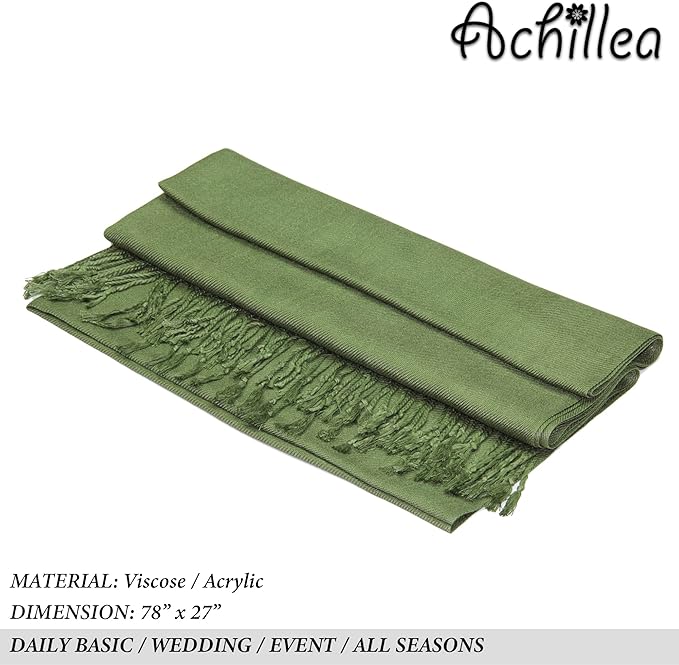 Achillea Soft Silky Pashmina Scarf for Women – Shawl Wrap for Evening Dresses, Bridesmaids, Weddings & Everyday Wear