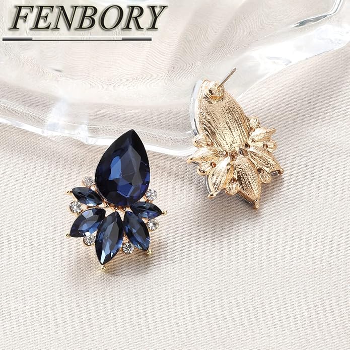 Vintage Rhinestone Earrings Fancy Crystal Cluster Drop Earrings Art Deco Earrings for Women