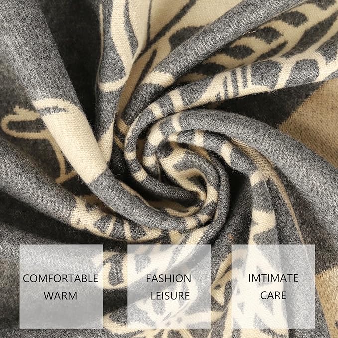 EXTREE Scarfs for Women Pashmina Silky Shawl Wrap for Evening Dressing Blanket Open Front Poncho Cape