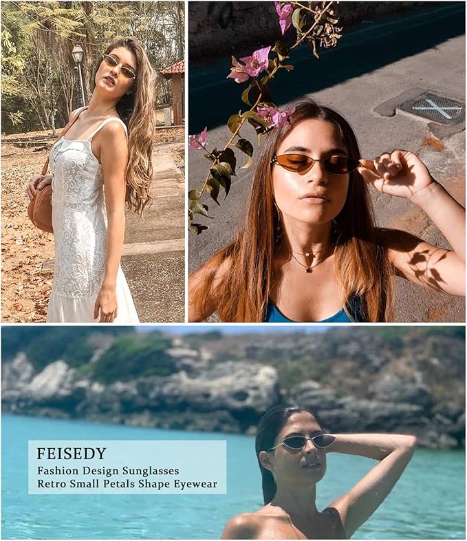FEISEDY Fashion Designer Sunglasses Retro Small Petals Shape Arc Temple Design B2298