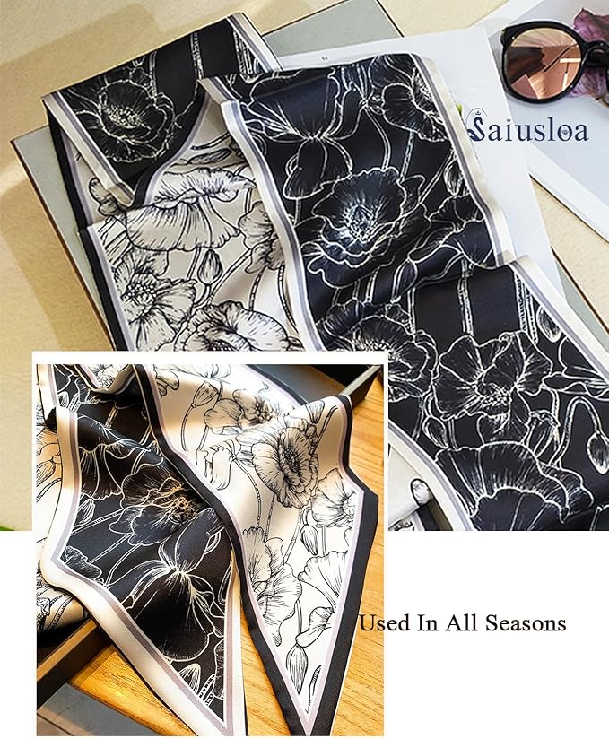 Purse Scarf For Handbags Head Scarves For Women's Hair Bags Scarfs Long Skinny Scarves Fashion Silky