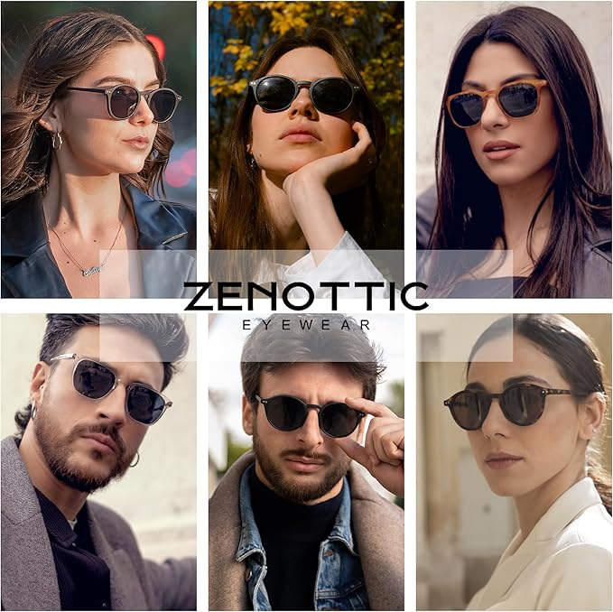 ZENOTTIC Polarized Sunglasses for Women Men: Retro Shades Round | Square Frame UV Protection 2 Pack