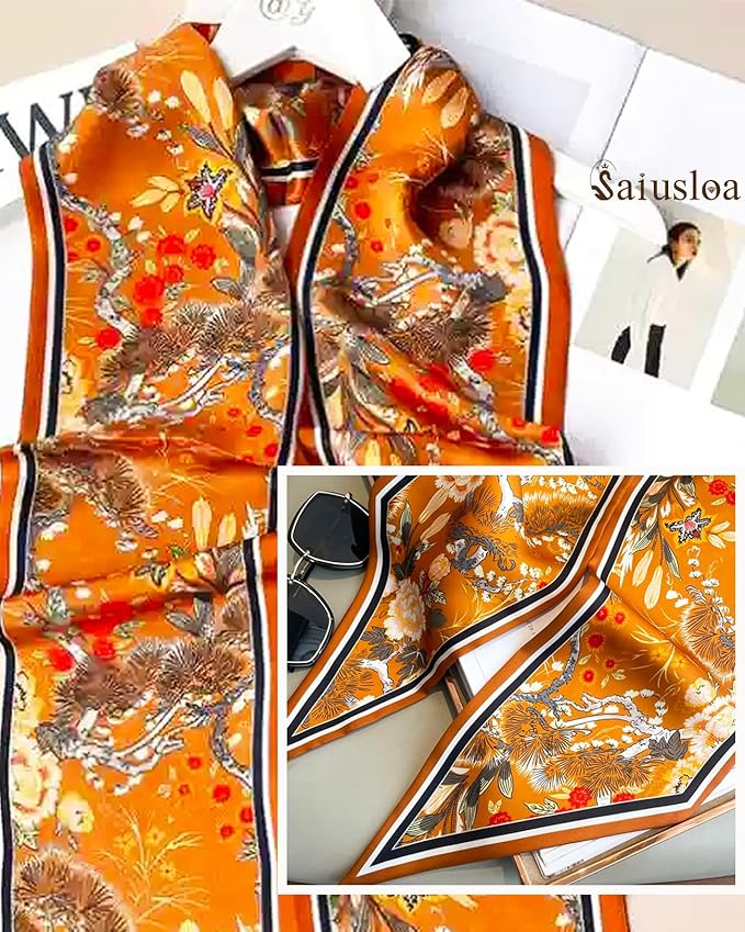 Purse Scarf For Handbags Head Scarves For Women's Hair Bags Scarfs Long Skinny Scarves Fashion Silky