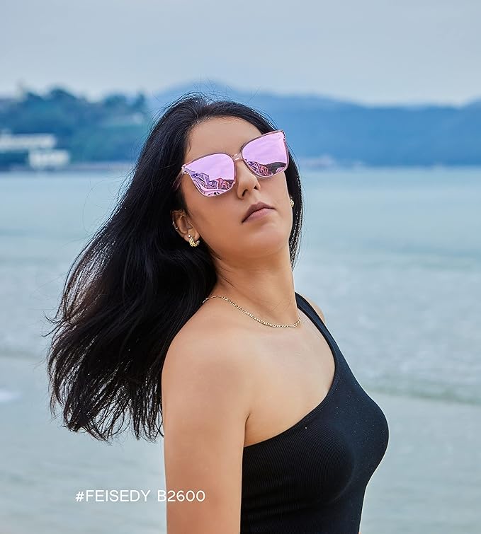 FEISEDY Oversized Polarized Sunglasses - UV400 Protection, Square Fashion Sun Glasses for Outdoor & Daily B2600