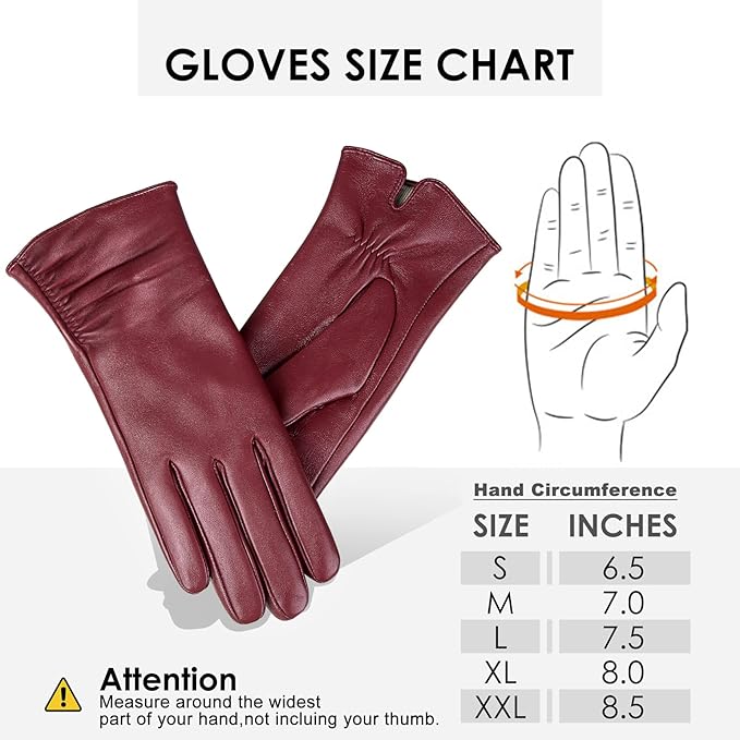 Dsane Womens Winter Leather Touchscreen Texting Warm Driving Lambskin Pure Genuine leather Gloves