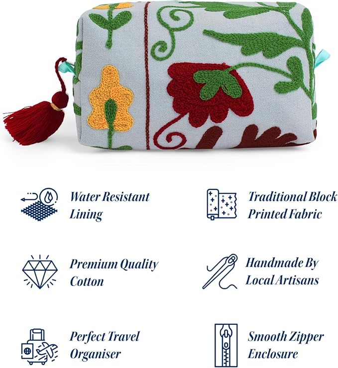 Huar Travel Makeup Bag- Large Capacity Cosmetic Bags for Women - Water Resistance Lining Portable Pouch & Open Toiletry Bag - Perfect Girls Makeup Organizer for Travel Essentials (Sky Blue)