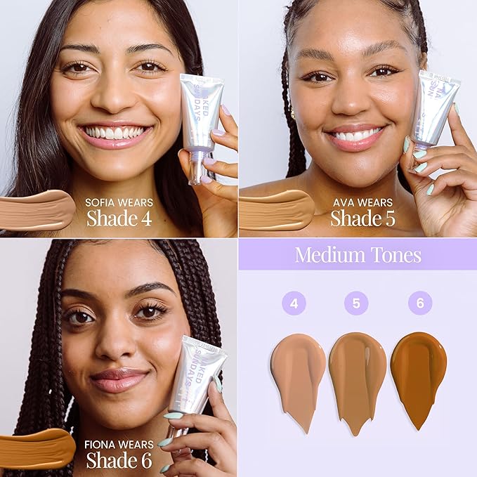 Naked Sundays BeautyScreen™ SPF 50 Peptide Foundation Tint – Tinted Sunscreen & Skincare Makeup with Zinc Oxide, Niacinamide – Lightweight Natural Coverage, 6 Tan Caramel, 1.01 oz