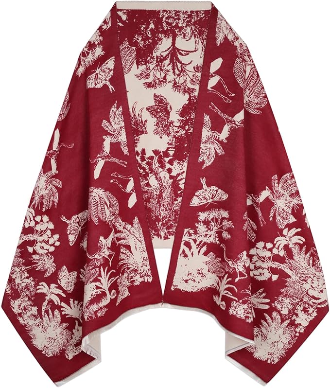 EXTREE Scarfs for Women Pashmina Silky Shawl Wrap for Evening Dressing Blanket Open Front Poncho Cape