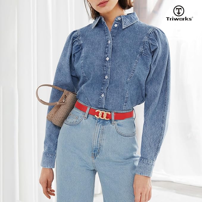 TRIWORKS 3 Pack Women's Belts for Jeans Pants Fashion Waist Belts for Ladies Leather Belts