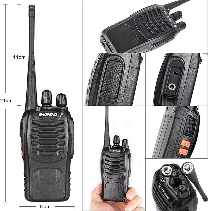 Walkie Talkies Radios Baofeng Radio BF-888s Long Range with Antenna Earpiece Mic Rechargeable 2 Way Radio UHF Comunicacion Walkie Talkie with Headsets (Pack of 4)