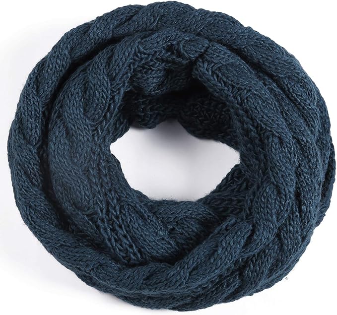 QUEENFUR Winter Women Thick Cable Knit Ribbed Infinity Circle Loop Scarf