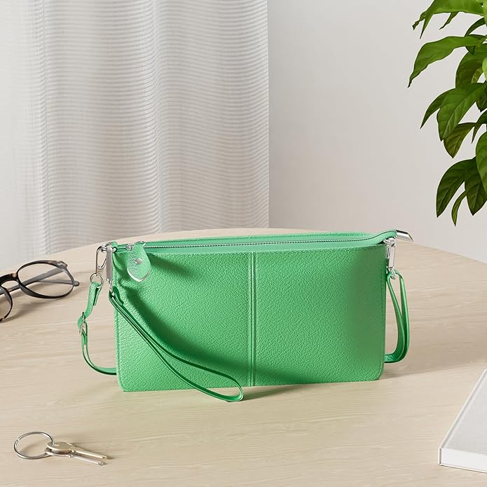 befen Genuine Leather Wristlet Clutch Wallet Purses Small Crossbody Bags for Women with RFID Blocking Card Slots