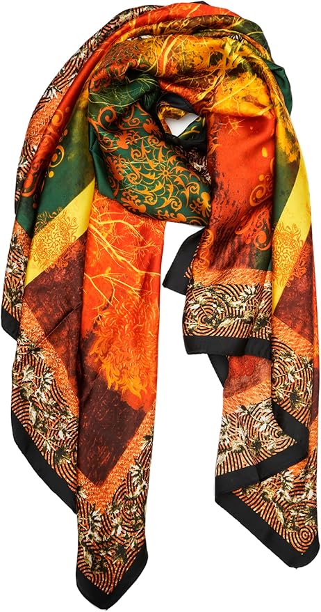 YOUR SMILE Large Mulberry Silk Feeling Long Stain Scarf Lightweight Sunscreen Shawls Wraps for Women