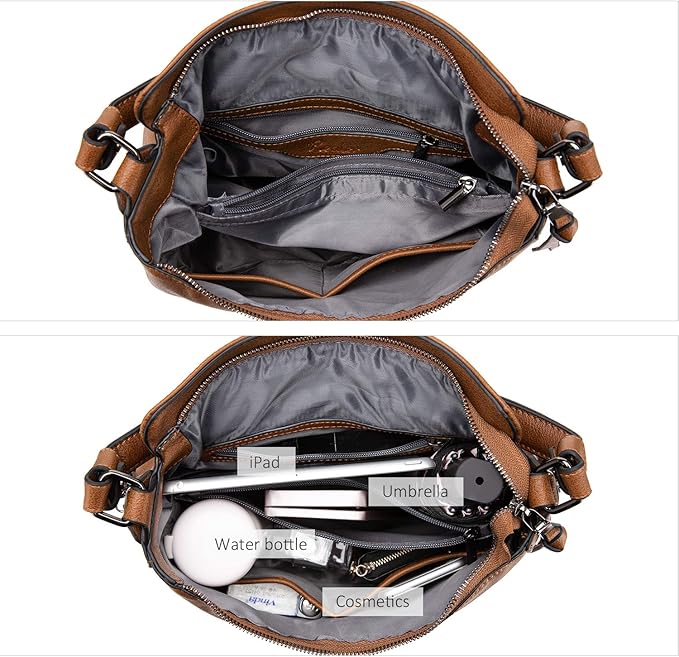 Realer Hobo Crossbody Bags for Women Designer Faux Leather Hobo Handbags Retro Large Size Shoulder Bag Bucket Purse