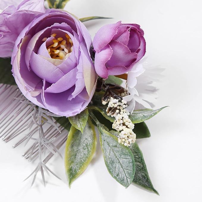 Flower Hair Clip for Women - Elegant Hair Accessory for Wedding, Party & Daily Wear (Purple)