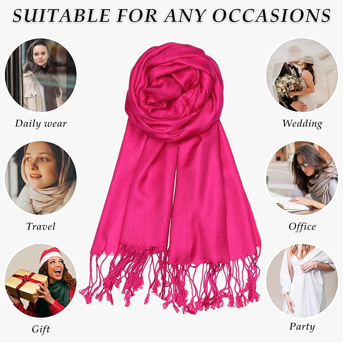 Achillea Soft Silky Pashmina Scarf for Women – Shawl Wrap for Evening Dresses, Bridesmaids, Weddings & Everyday Wear
