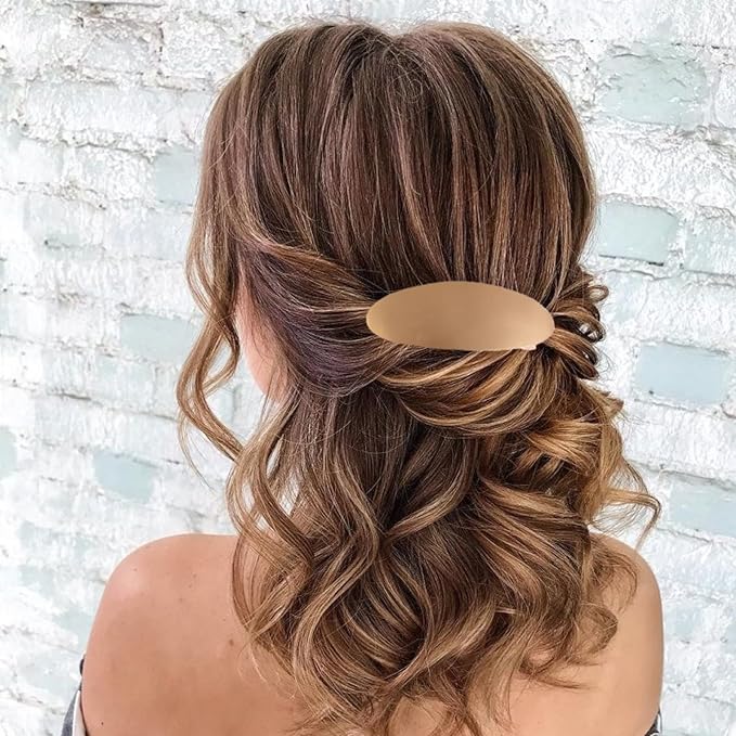 Gold Metal Ponytail Hair Clips Hair Cuffs, Ponytail Holder Retro French Barrettes Large For Women Girls Long Thick Curly Hair Decorative Accessories
