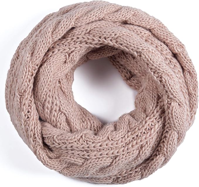 QUEENFUR Winter Women Thick Cable Knit Ribbed Infinity Circle Loop Scarf